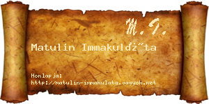 Matulin Immakuláta névjegykártya